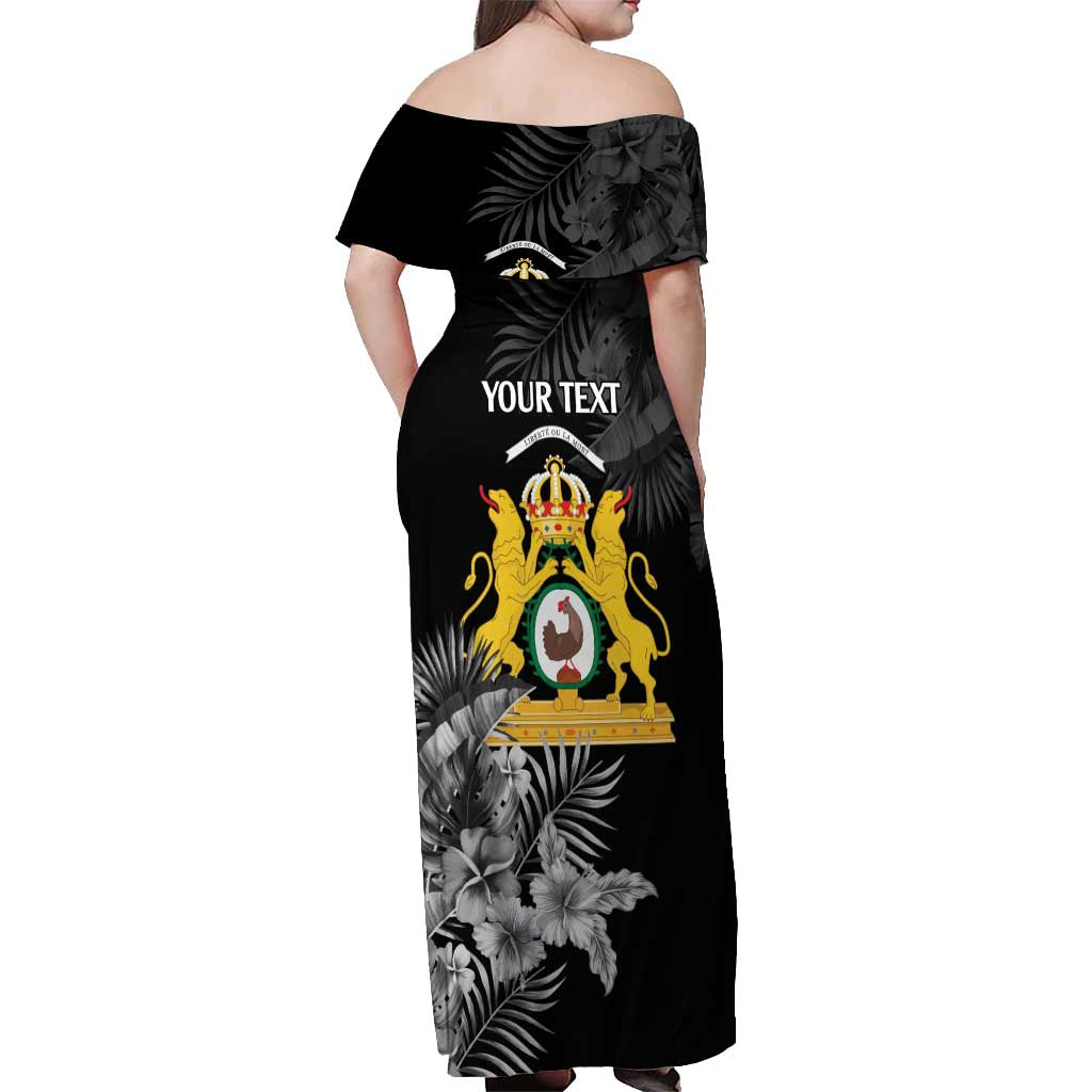 First Empire of Haiti Personalized Off Shoulder Maxi Dress Black Hibiscus Liberte ou la Mort!