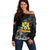 First Empire of Haiti Personalized Off Shoulder Sweater Black Hibiscus Liberte ou la Mort!