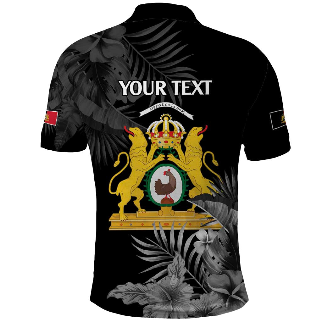 First Empire of Haiti Personalized Polo Shirt Black Hibiscus Liberte ou la Mort!