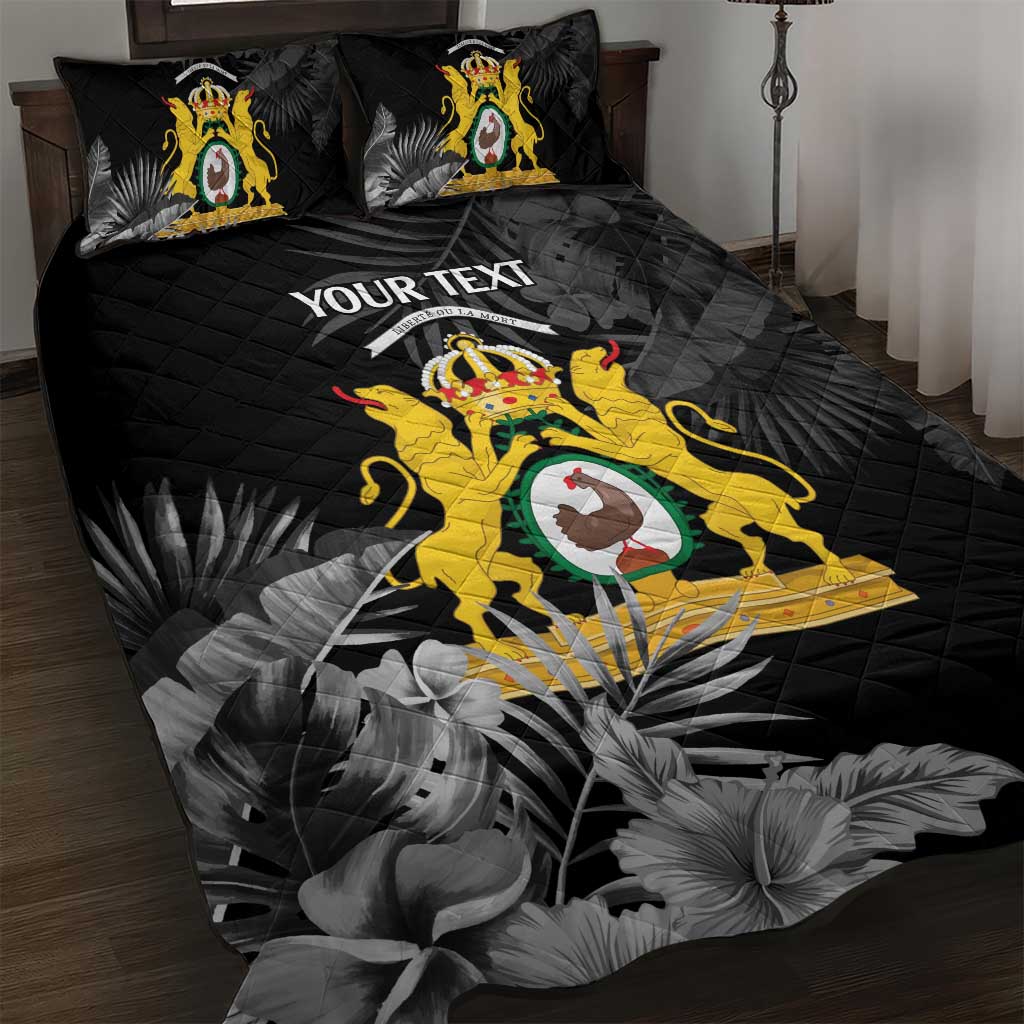 First Empire of Haiti Personalized Quilt Bed Set Black Hibiscus Liberte ou la Mort!