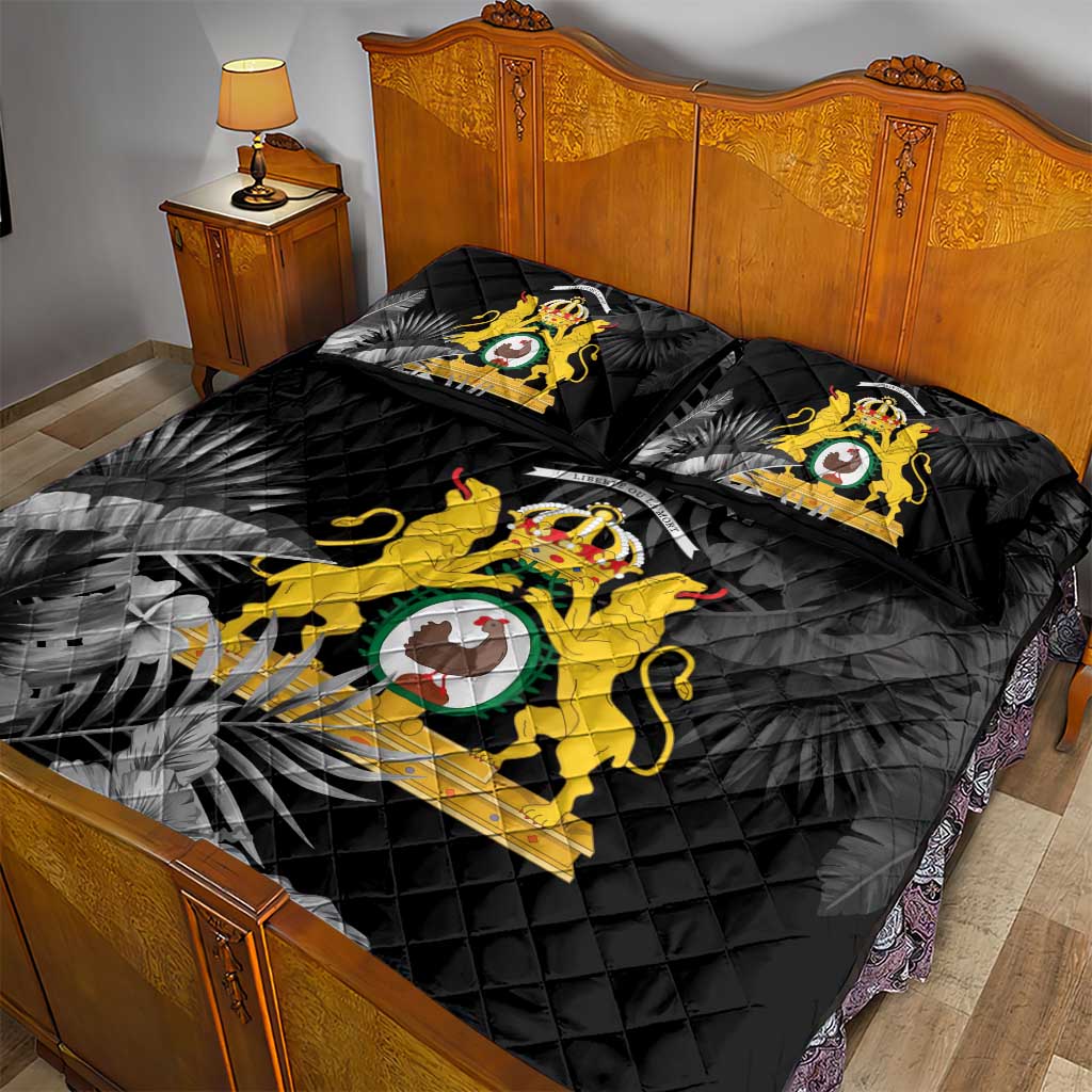 First Empire of Haiti Personalized Quilt Bed Set Black Hibiscus Liberte ou la Mort!