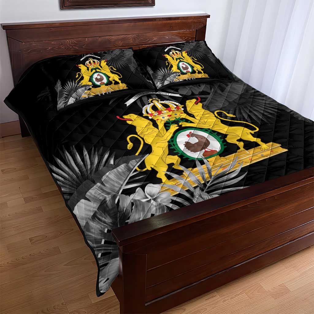 First Empire of Haiti Personalized Quilt Bed Set Black Hibiscus Liberte ou la Mort!