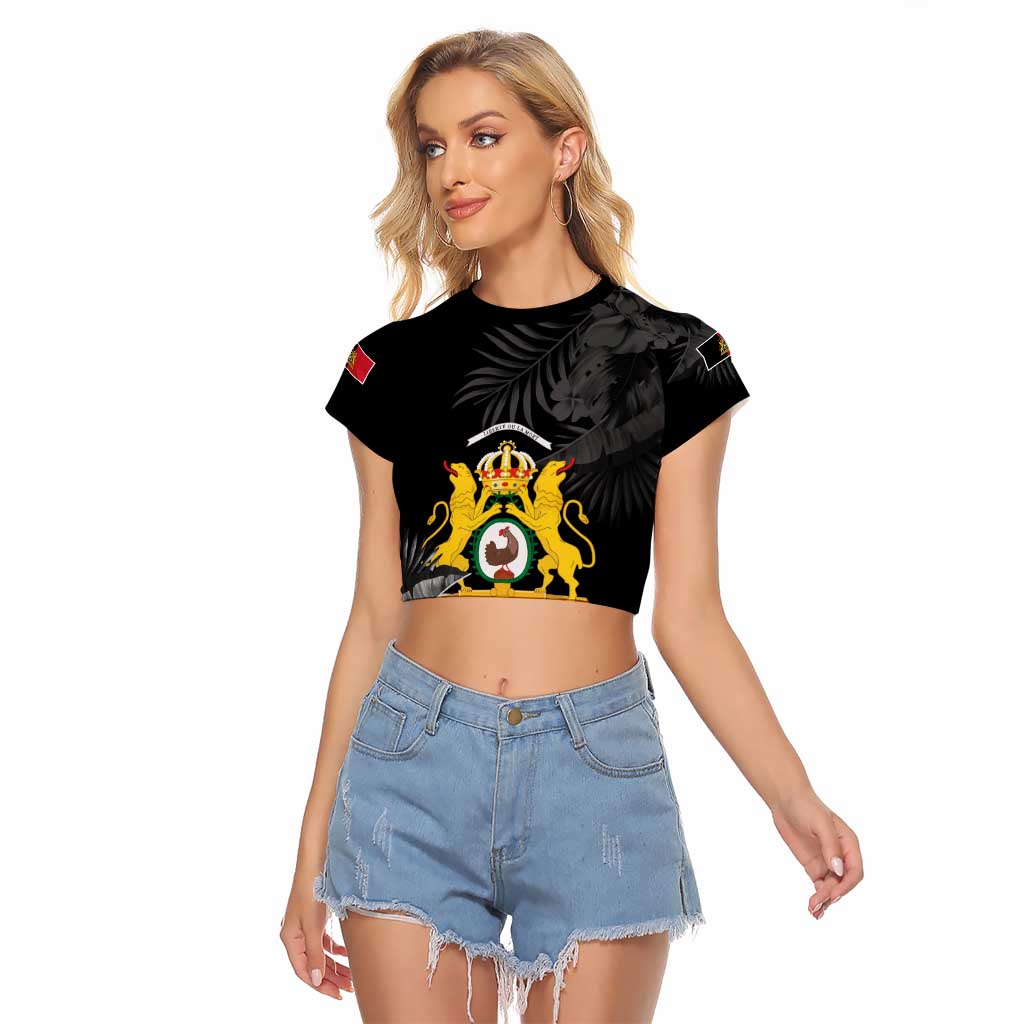 First Empire of Haiti Personalized Raglan Cropped T Shirt Black Hibiscus Liberte ou la Mort!