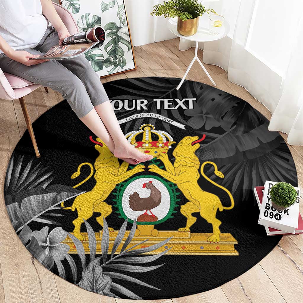 First Empire of Haiti Personalized Round Carpet Black Hibiscus Liberte ou la Mort!