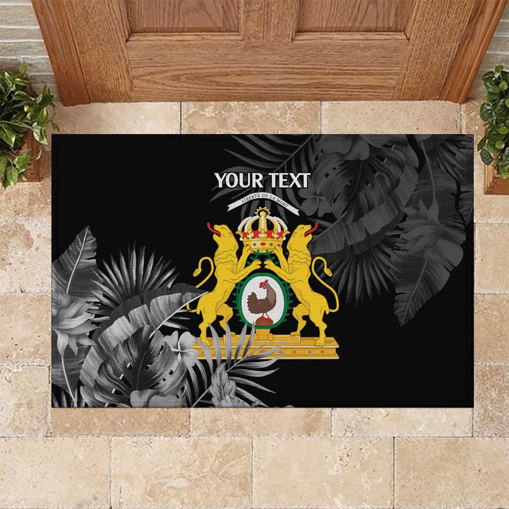First Empire of Haiti Personalized Rubber Doormat Black Hibiscus Liberte ou la Mort!