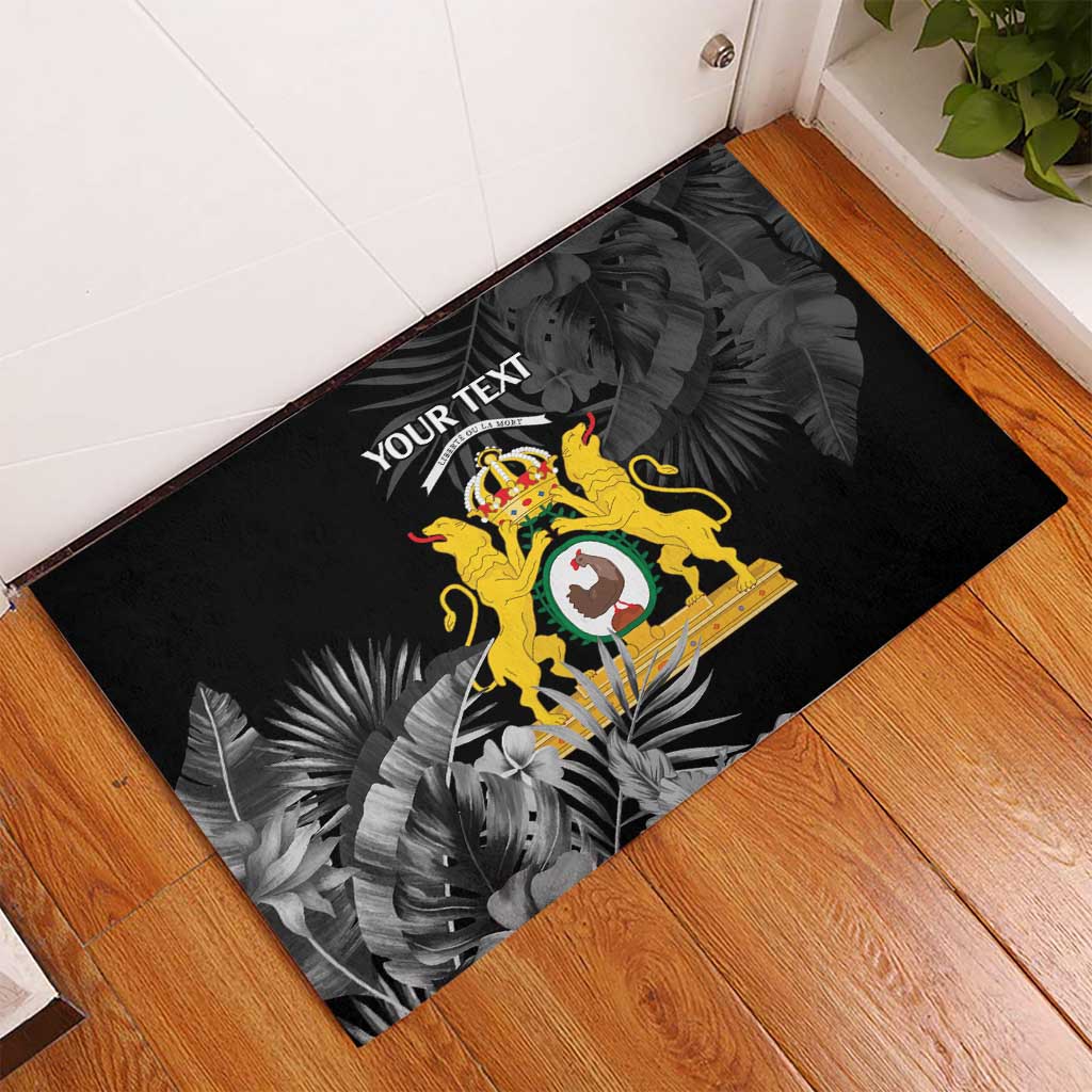First Empire of Haiti Personalized Rubber Doormat Black Hibiscus Liberte ou la Mort!