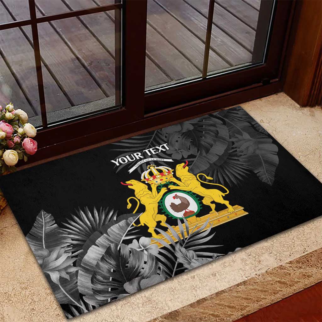 First Empire of Haiti Personalized Rubber Doormat Black Hibiscus Liberte ou la Mort!