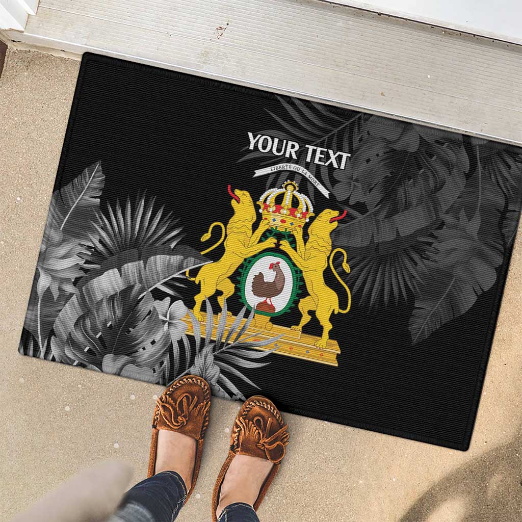 First Empire of Haiti Personalized Rubber Doormat Black Hibiscus Liberte ou la Mort!