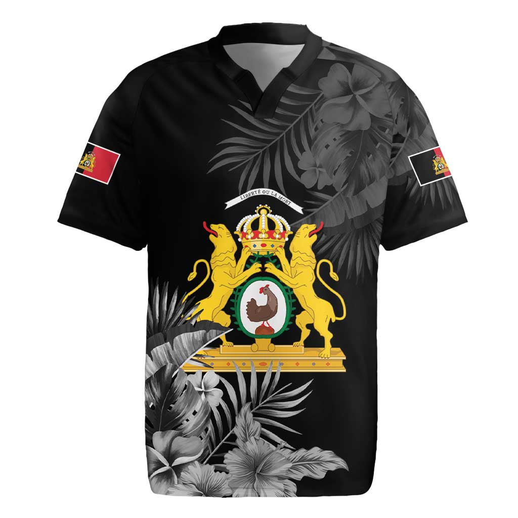 First Empire of Haiti Personalized Rugby Jersey Black Hibiscus Liberte ou la Mort!