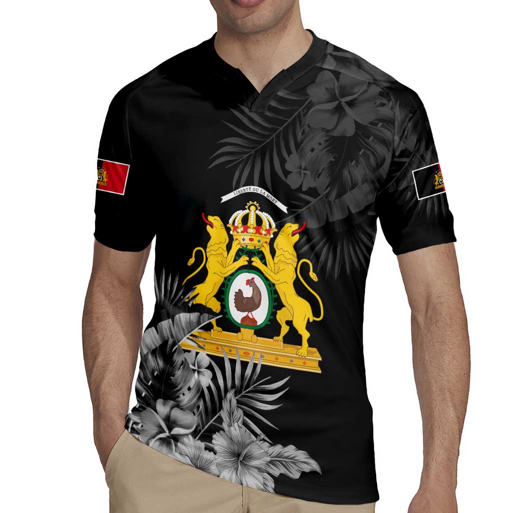 First Empire of Haiti Personalized Rugby Jersey Black Hibiscus Liberte ou la Mort!