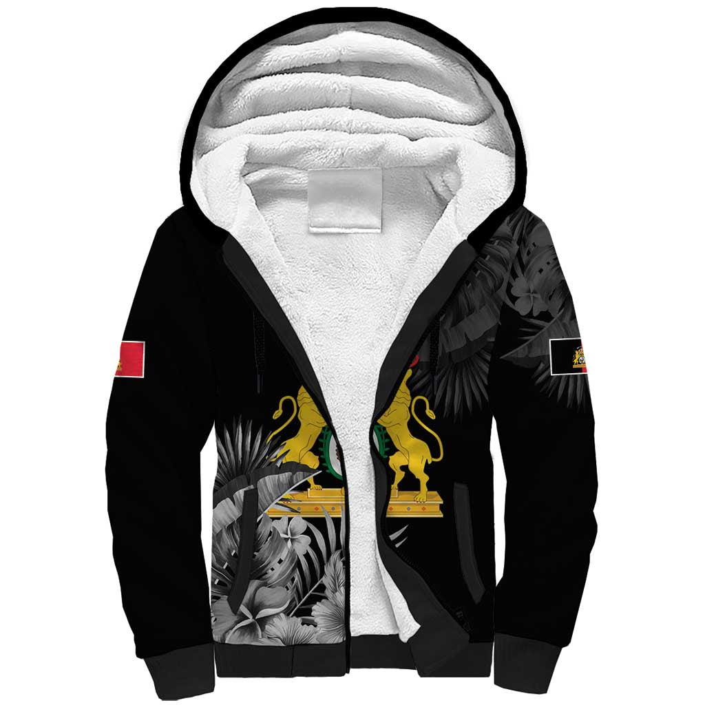 First Empire of Haiti Personalized Sherpa Hoodie Black Hibiscus Liberte ou la Mort!