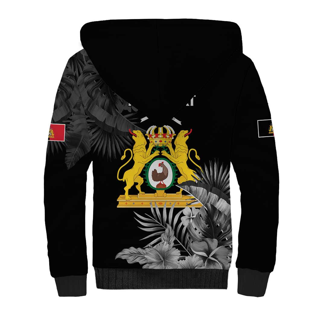 First Empire of Haiti Personalized Sherpa Hoodie Black Hibiscus Liberte ou la Mort!
