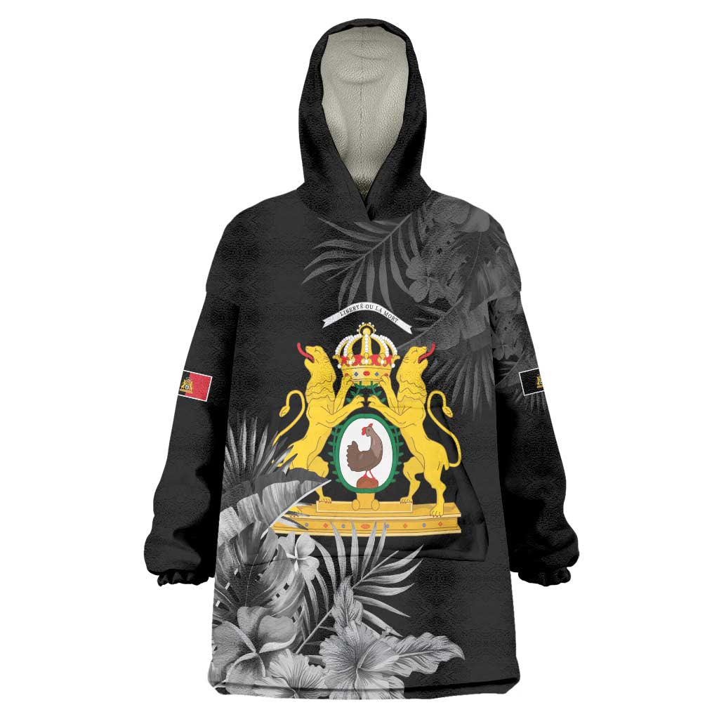First Empire of Haiti Personalized Wearable Blanket Hoodie Black Hibiscus Liberte ou la Mort!
