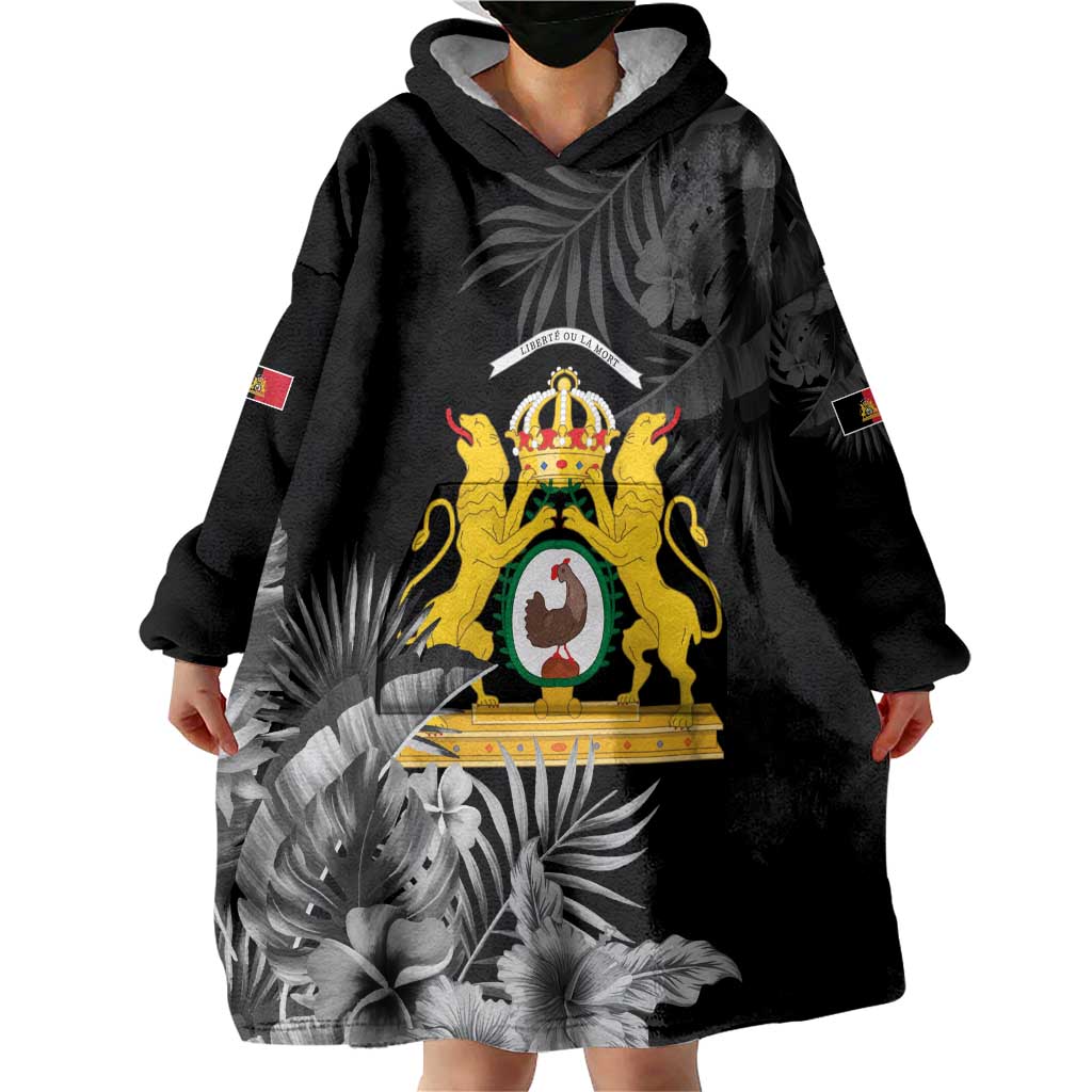 First Empire of Haiti Personalized Wearable Blanket Hoodie Black Hibiscus Liberte ou la Mort!