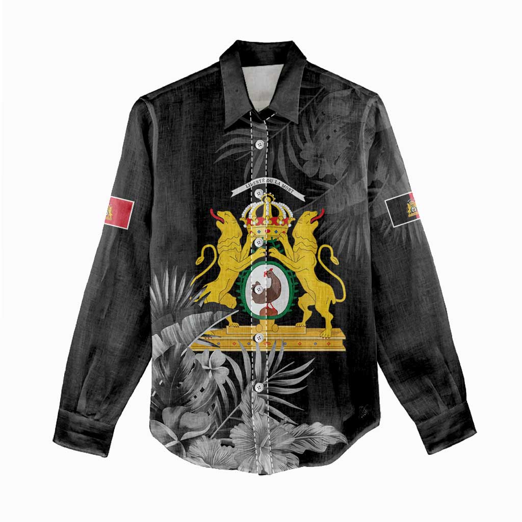 First Empire of Haiti Personalized Women Casual Shirt Black Hibiscus Liberte ou la Mort!