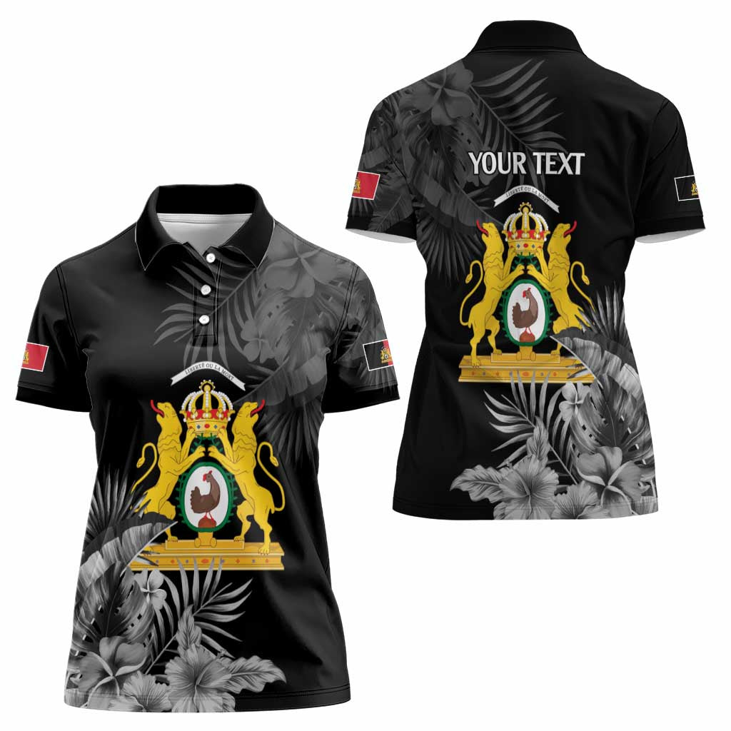 First Empire of Haiti Personalized Women Polo Shirt Black Hibiscus Liberte ou la Mort!