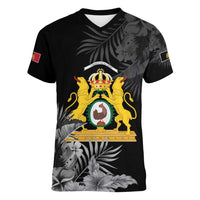 First Empire of Haiti Personalized Women V-Neck T-Shirt Black Hibiscus Liberte ou la Mort!