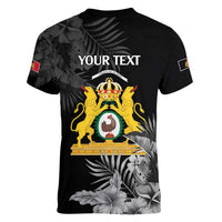 First Empire of Haiti Personalized Women V-Neck T-Shirt Black Hibiscus Liberte ou la Mort!
