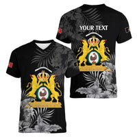First Empire of Haiti Personalized Women V-Neck T-Shirt Black Hibiscus Liberte ou la Mort!