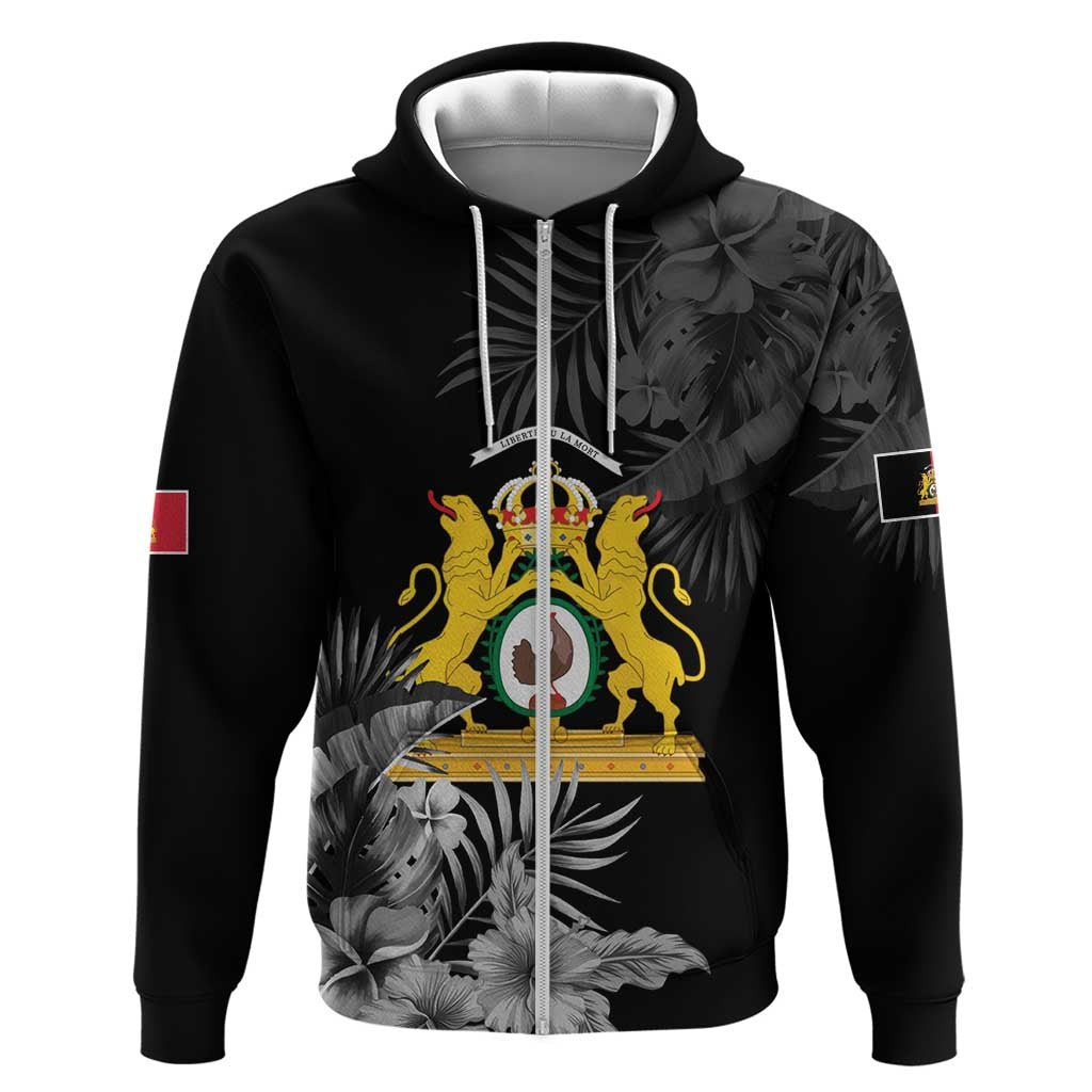 First Empire of Haiti Personalized Zip Hoodie Black Hibiscus Liberte ou la Mort!