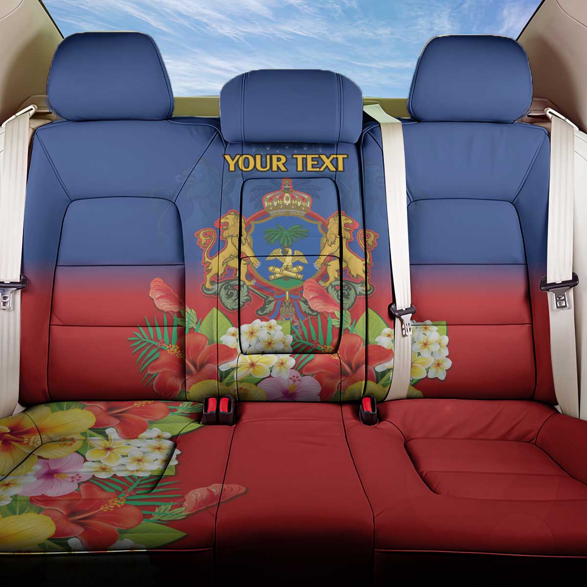 Second Empire of Haiti 1849-1859 Personalized Back Car Seat Cover Tropical Hibiscus Flowers