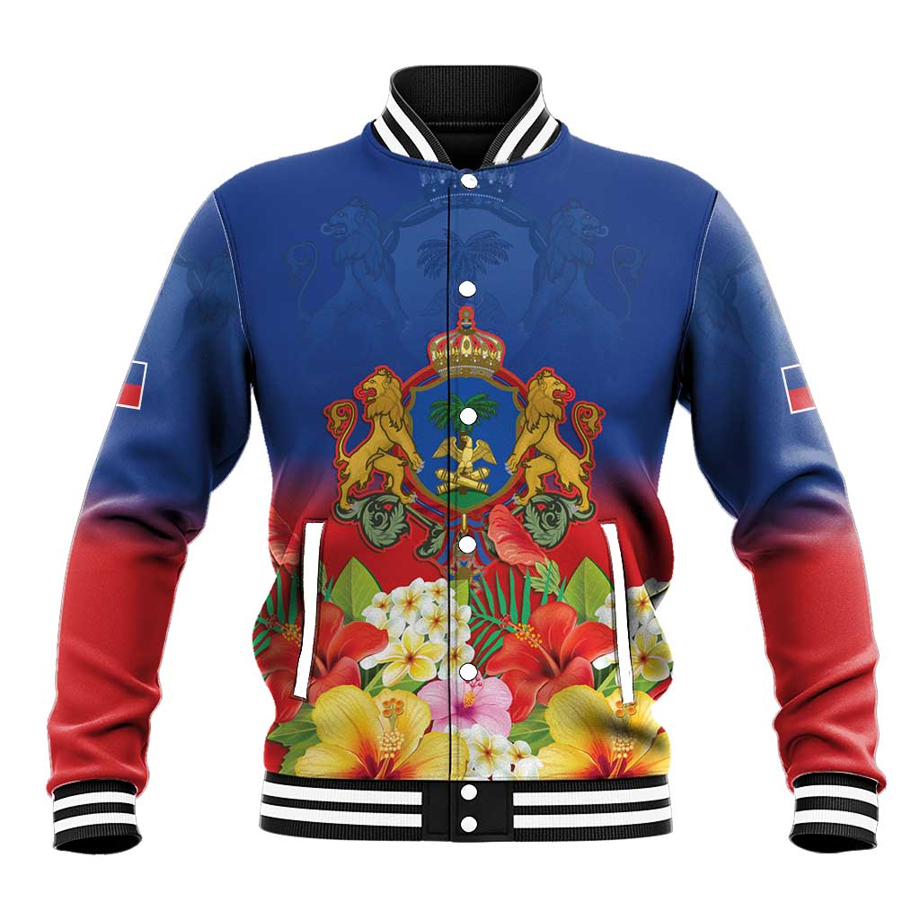 Second Empire of Haiti 1849-1859 Personalized Baseball Jacket Tropical Hibiscus Flowers