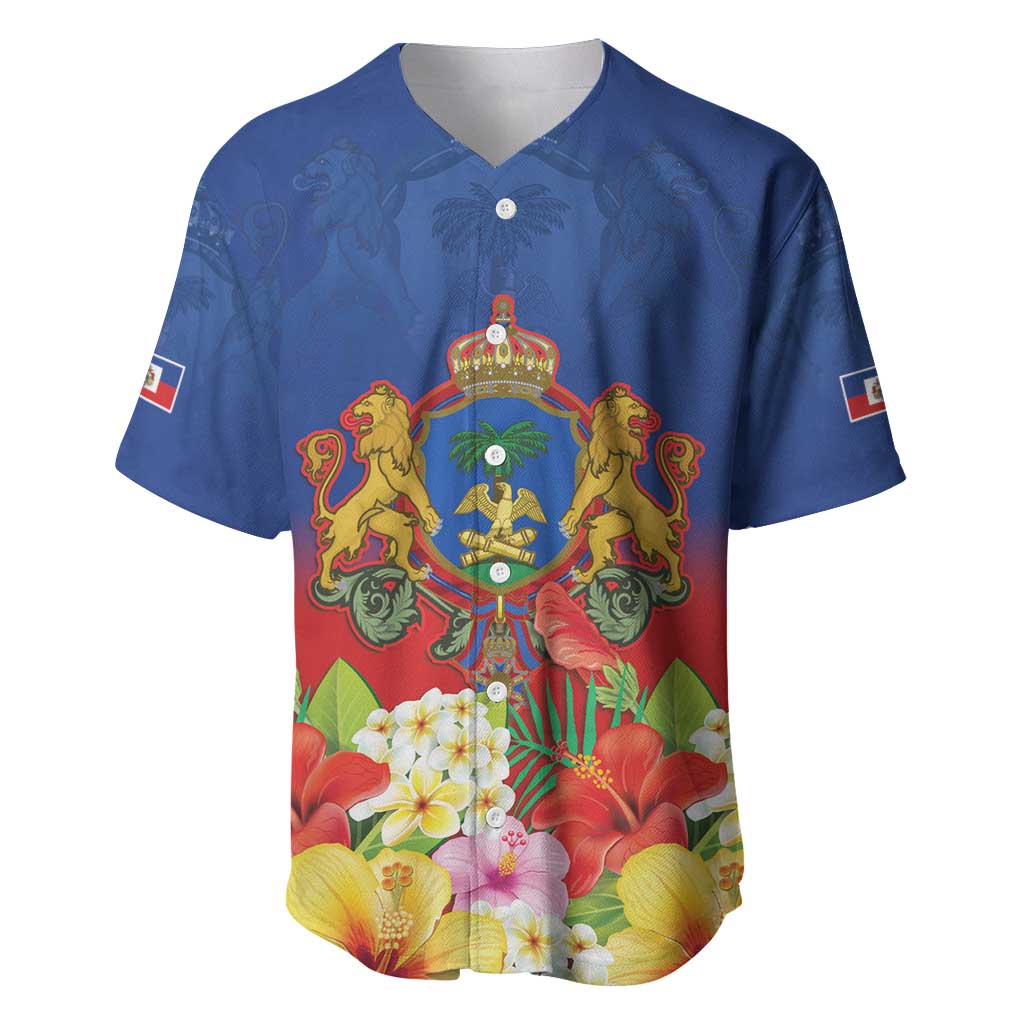 Second Empire of Haiti 1849-1859 Personalized Baseball Jersey Tropical Hibiscus Flowers