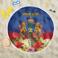 Second Empire of Haiti 1849-1859 Personalized Beach Blanket Tropical Hibiscus Flowers