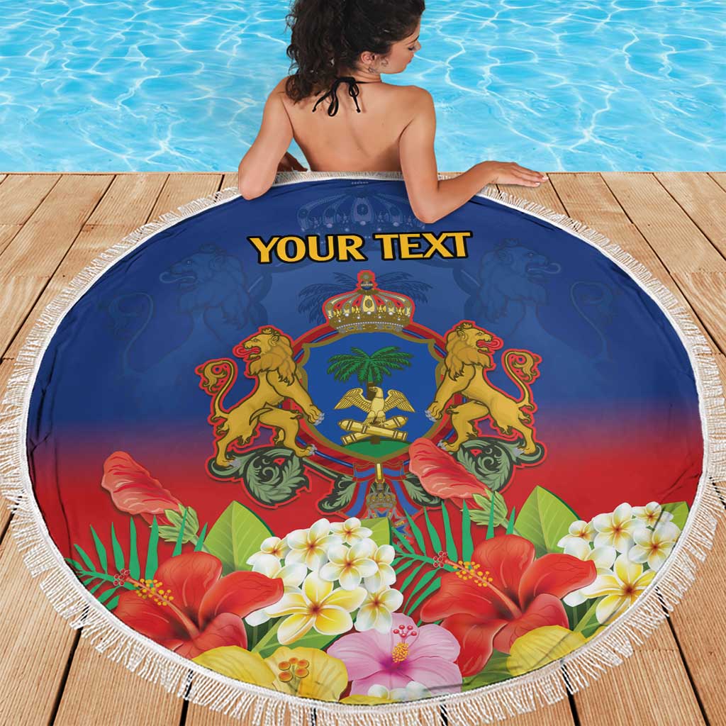 Second Empire of Haiti 1849-1859 Personalized Beach Blanket Tropical Hibiscus Flowers