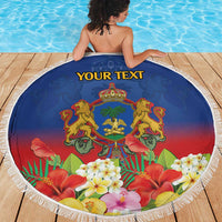 Second Empire of Haiti 1849-1859 Personalized Beach Blanket Tropical Hibiscus Flowers