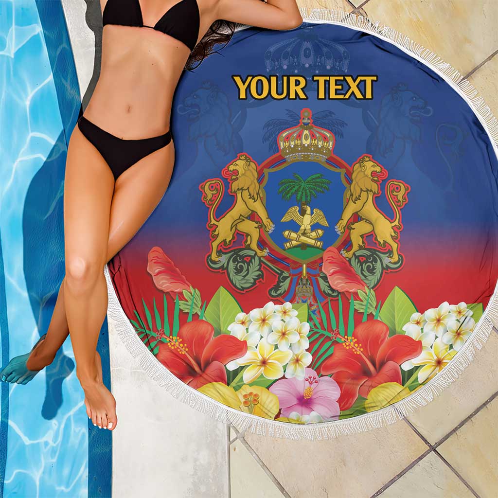 Second Empire of Haiti 1849-1859 Personalized Beach Blanket Tropical Hibiscus Flowers