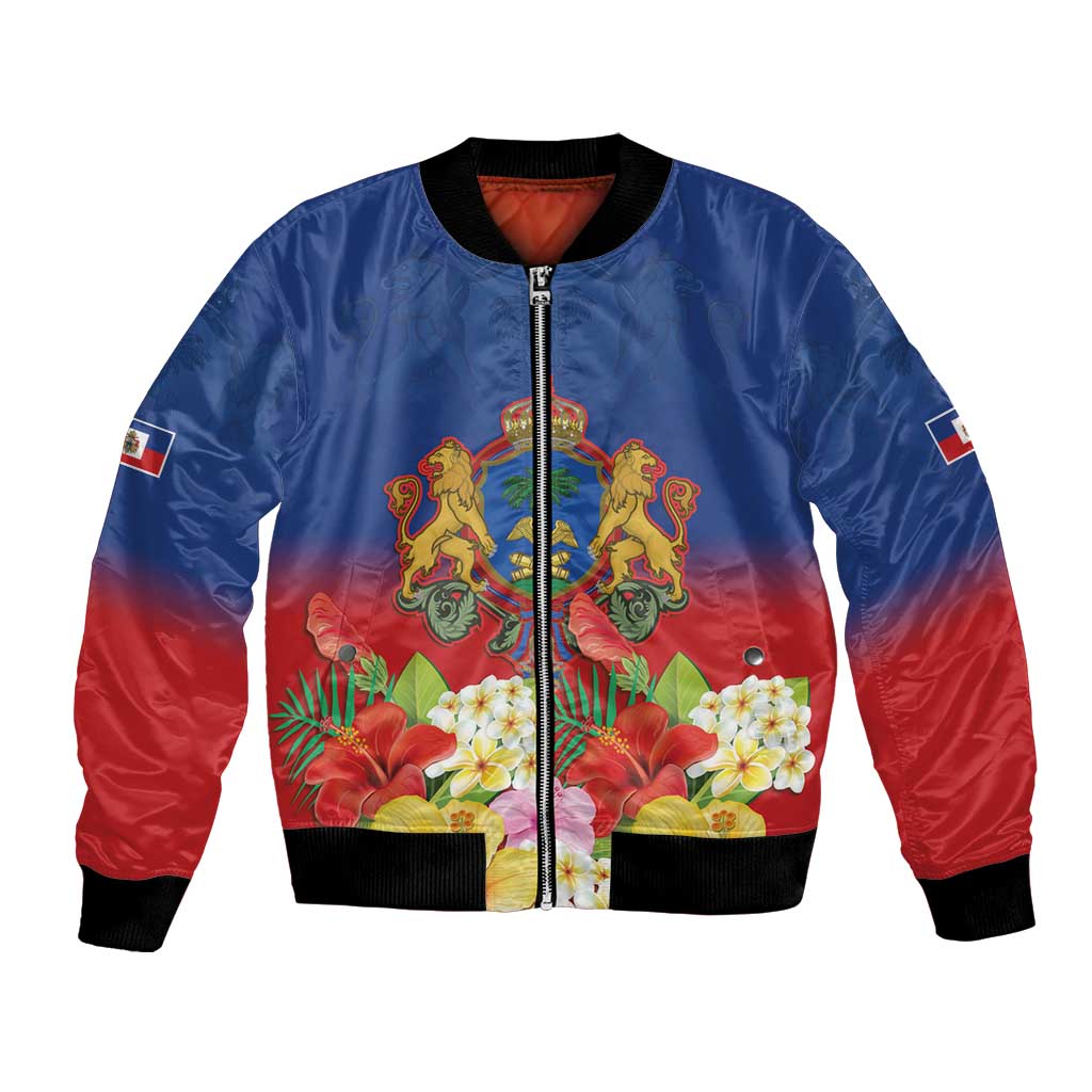 Second Empire of Haiti 1849-1859 Personalized Bomber Jacket Tropical Hibiscus Flowers