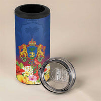 Second Empire of Haiti 1849-1859 Personalized 4 in 1 Can Cooler Tumbler Tropical Hibiscus Flowers