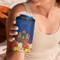 Second Empire of Haiti 1849-1859 Personalized 4 in 1 Can Cooler Tumbler Tropical Hibiscus Flowers