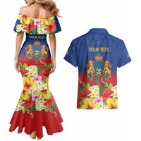 Second Empire of Haiti 1849-1859 Personalized Couples Matching Mermaid Dress and Hawaiian Shirt Tropical Hibiscus Flowers