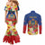 Second Empire of Haiti 1849-1859 Personalized Couples Matching Mermaid Dress and Long Sleeve Button Shirt Tropical Hibiscus Flowers
