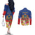 Second Empire of Haiti 1849-1859 Personalized Couples Matching Off The Shoulder Long Sleeve Dress and Long Sleeve Button Shirt Tropical Hibiscus Flowers