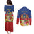Second Empire of Haiti 1849-1859 Personalized Couples Matching Puletasi and Long Sleeve Button Shirt Tropical Hibiscus Flowers