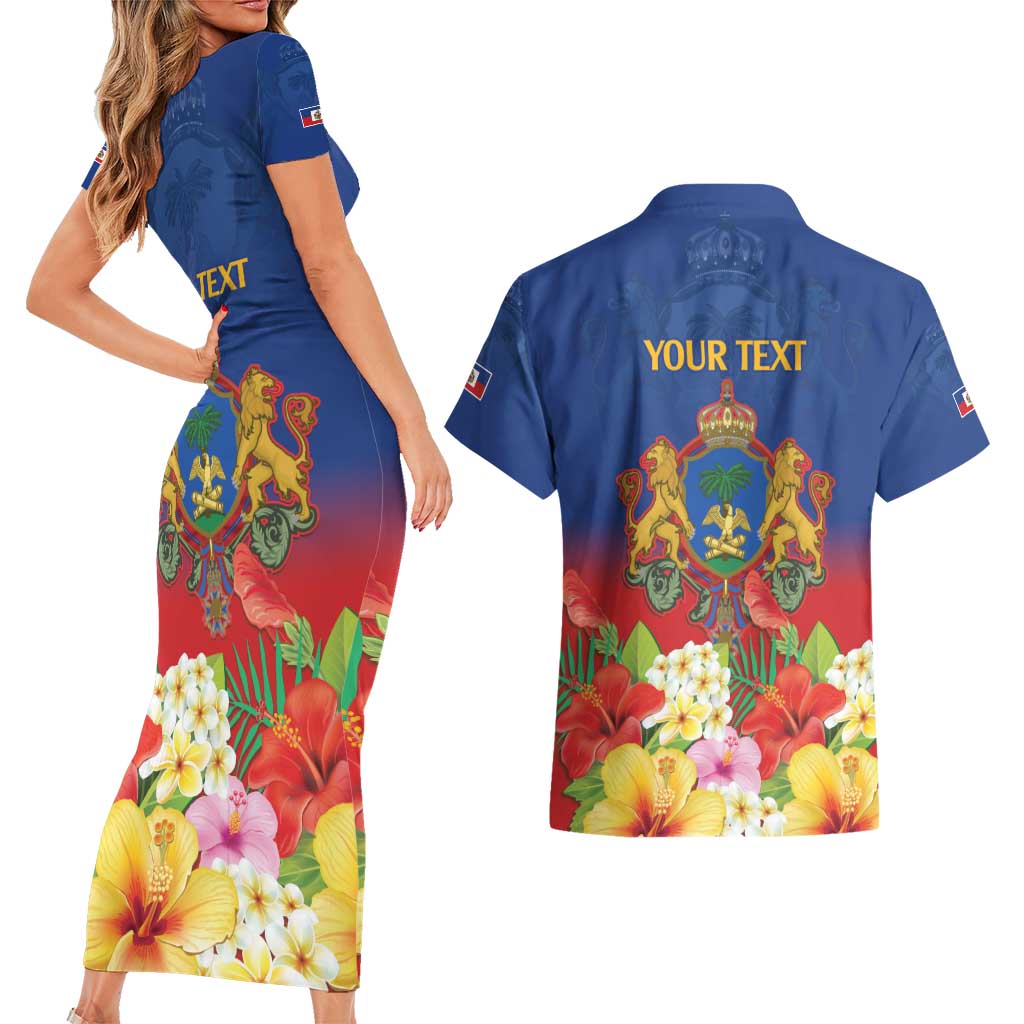 Second Empire of Haiti 1849-1859 Personalized Couples Matching Short Sleeve Bodycon Dress and Hawaiian Shirt Tropical Hibiscus Flowers