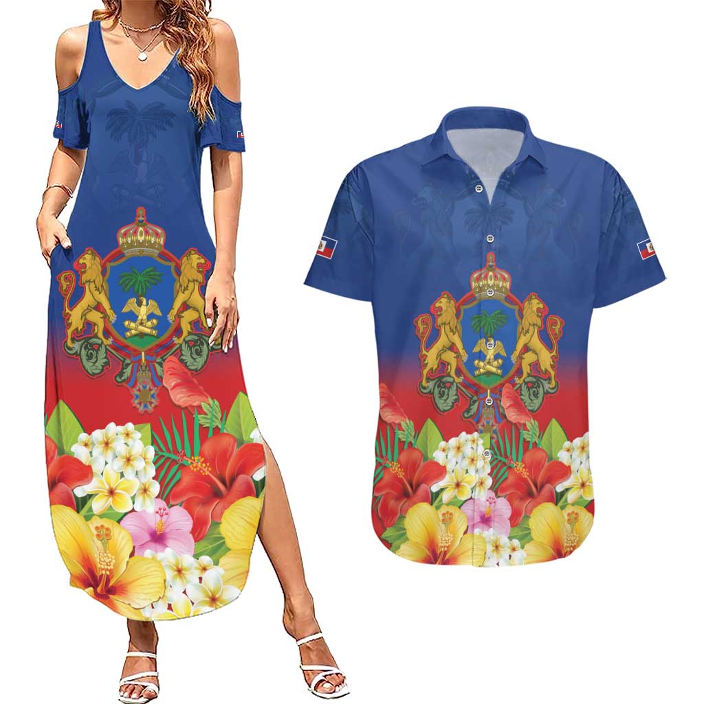 Second Empire of Haiti 1849-1859 Personalized Couples Matching Summer Maxi Dress and Hawaiian Shirt Tropical Hibiscus Flowers