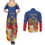 Second Empire of Haiti 1849-1859 Personalized Couples Matching Summer Maxi Dress and Long Sleeve Button Shirt Tropical Hibiscus Flowers