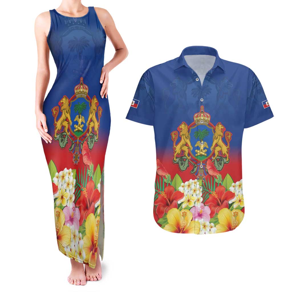Second Empire of Haiti 1849-1859 Personalized Couples Matching Tank Maxi Dress and Hawaiian Shirt Tropical Hibiscus Flowers