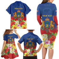 Second Empire of Haiti 1849-1859 Personalized Family Matching Long Sleeve Bodycon Dress and Hawaiian Shirt Tropical Hibiscus Flowers
