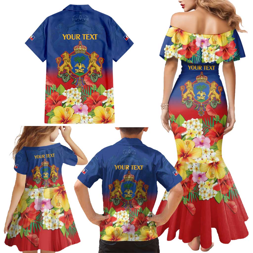 Second Empire of Haiti 1849-1859 Personalized Family Matching Mermaid Dress and Hawaiian Shirt Tropical Hibiscus Flowers