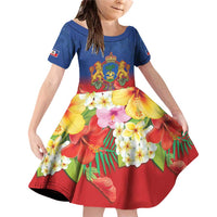 Second Empire of Haiti 1849-1859 Personalized Family Matching Off Shoulder Short Dress and Hawaiian Shirt Tropical Hibiscus Flowers