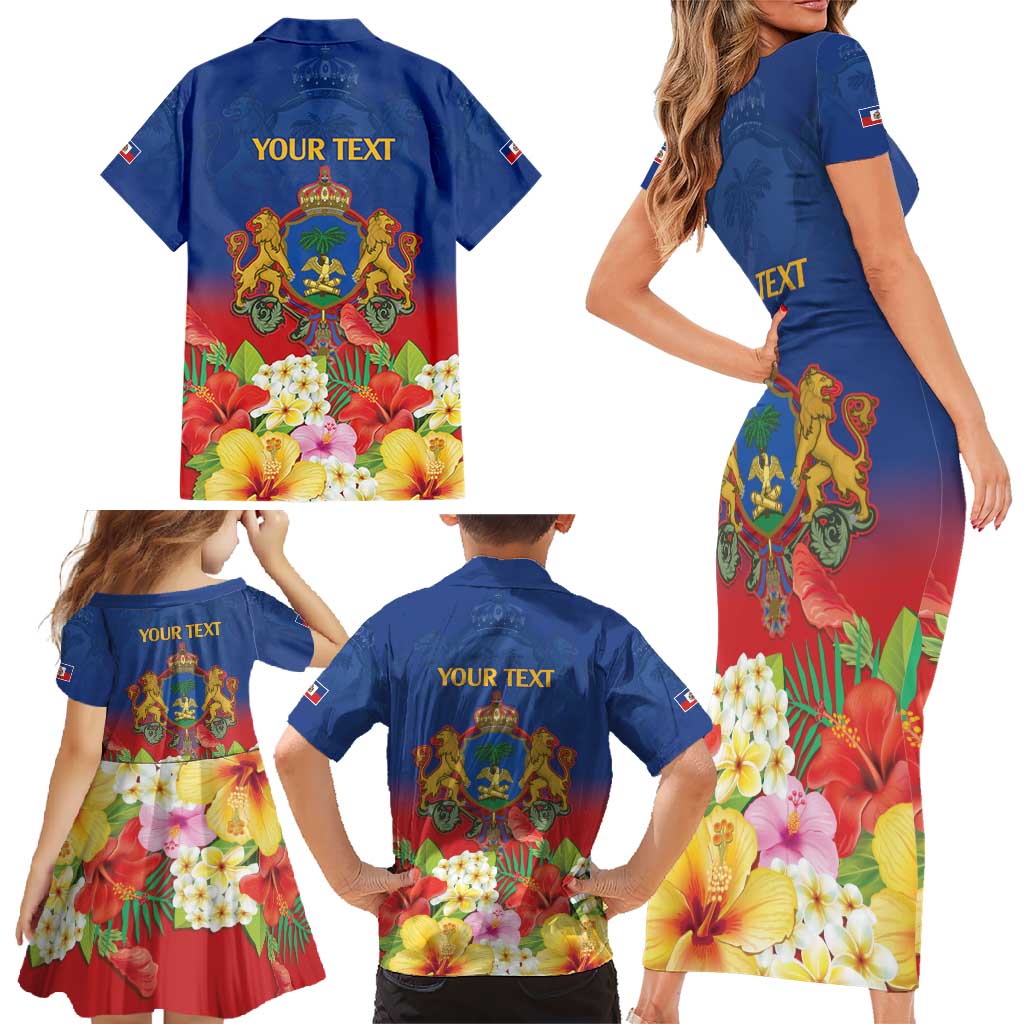 Second Empire of Haiti 1849-1859 Personalized Family Matching Short Sleeve Bodycon Dress and Hawaiian Shirt Tropical Hibiscus Flowers