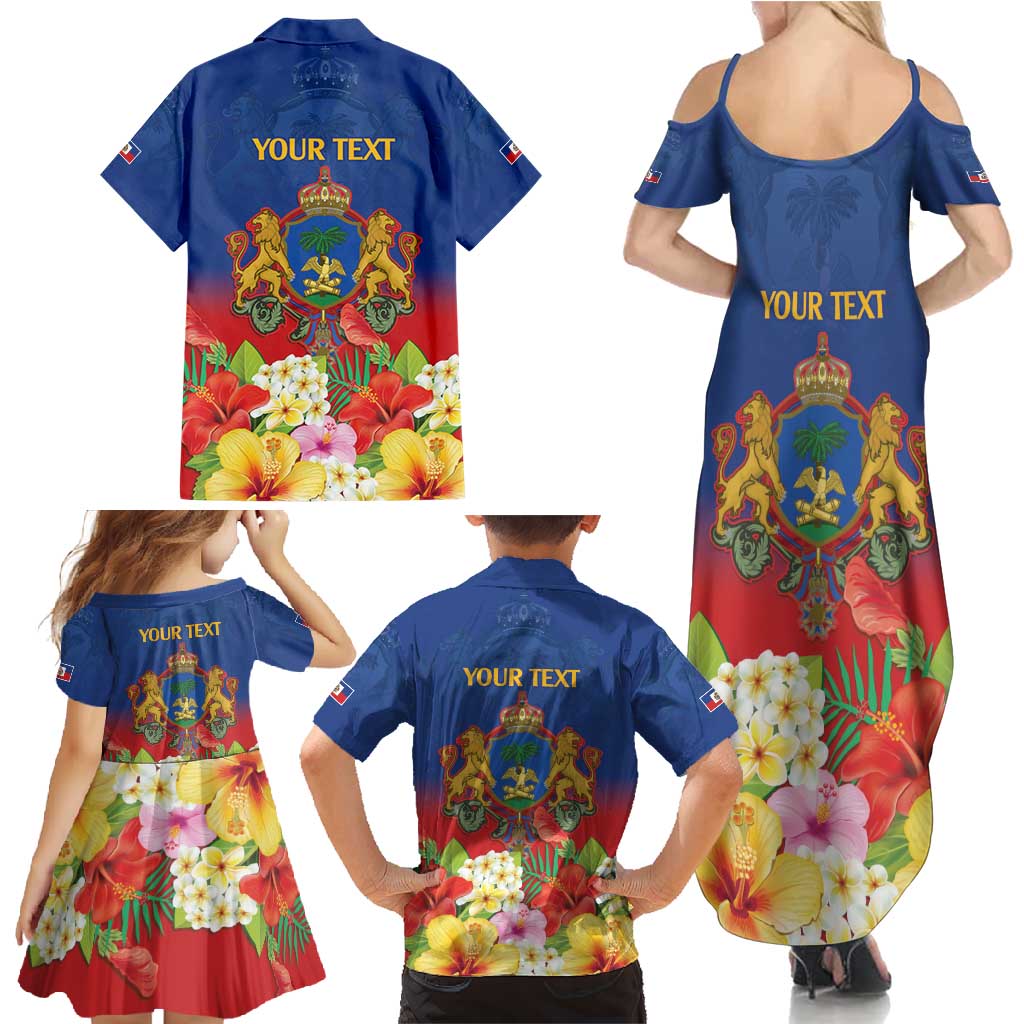 Second Empire of Haiti 1849-1859 Personalized Family Matching Summer Maxi Dress and Hawaiian Shirt Tropical Hibiscus Flowers