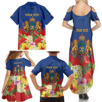 Second Empire of Haiti 1849-1859 Personalized Family Matching Summer Maxi Dress and Hawaiian Shirt Tropical Hibiscus Flowers