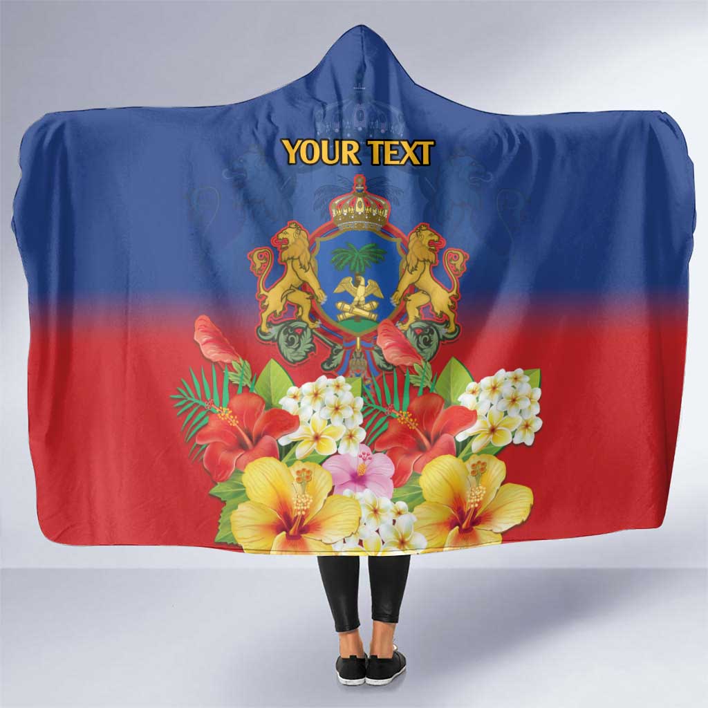 Second Empire of Haiti 1849-1859 Personalized Hooded Blanket Tropical Hibiscus Flowers