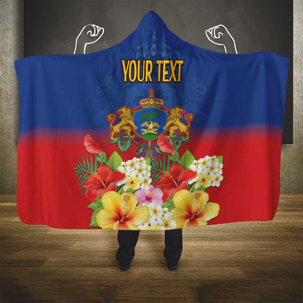 Second Empire of Haiti 1849-1859 Personalized Hooded Blanket Tropical Hibiscus Flowers